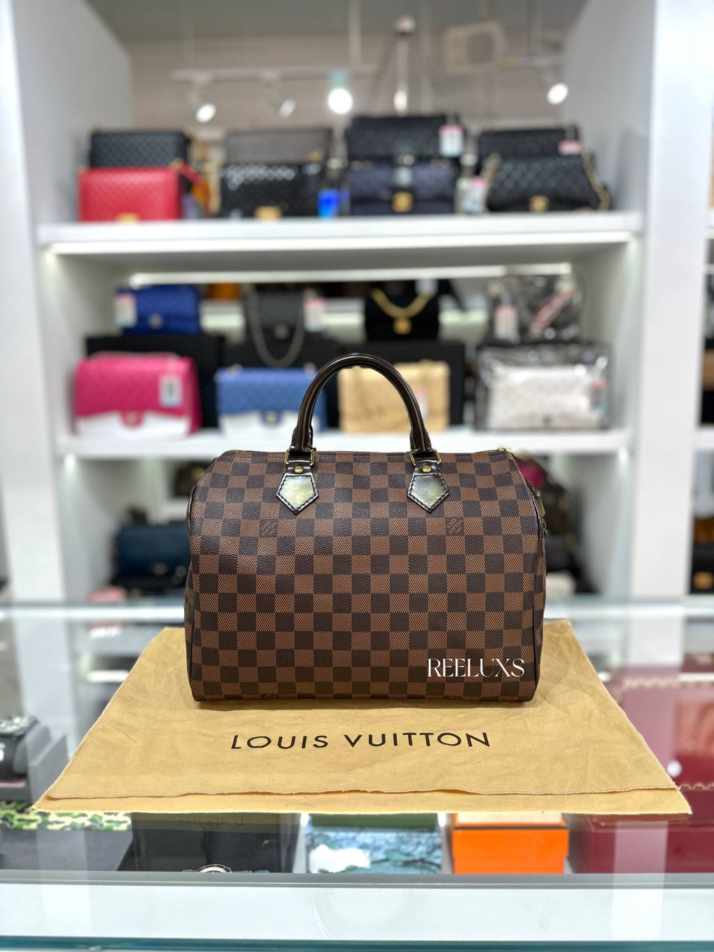 LOUIS VUITTON Damier Ebene Speedy 30 Handbag