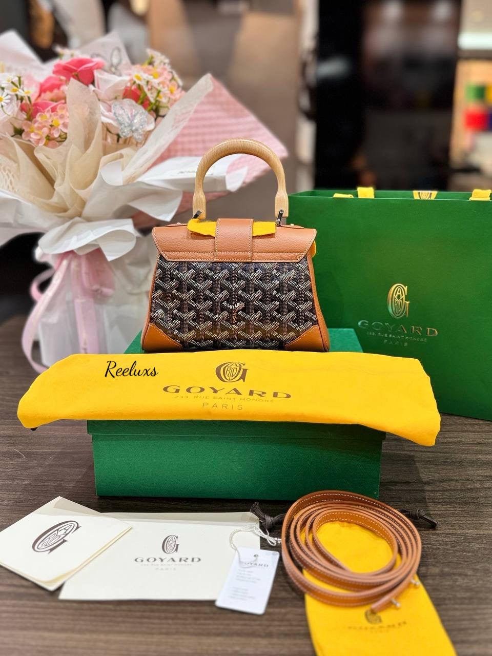 FULL SET 2024 GOYARD SAIGON Mini Wooden Handle Handbag