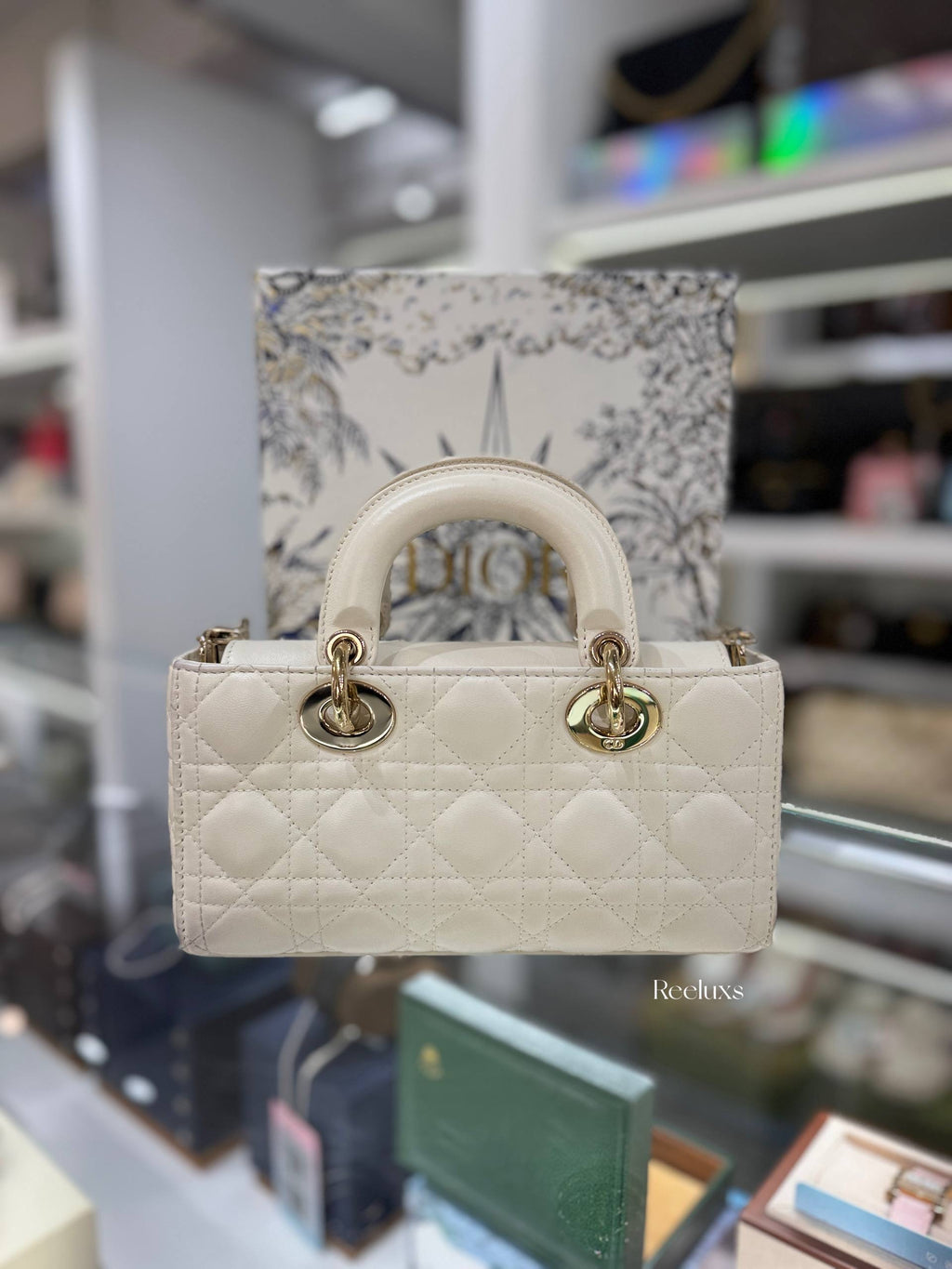 DIOR Small Lady D-Joy Bag Latte Cannage Lambskin