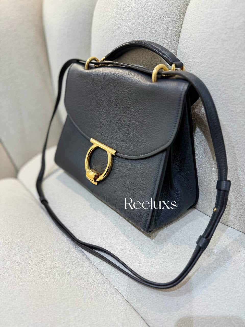 SALVATORE FERRAGAMO Calfskin Medium Margot Top Handle Satchel Handbag