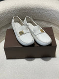 LOUIS VUITTON LV S - Lock Driving Loafers White Shoes  Size 36 1/2