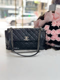 CHANEL Black Quilted Leather Lady Pearly Flap Shoulder Bag