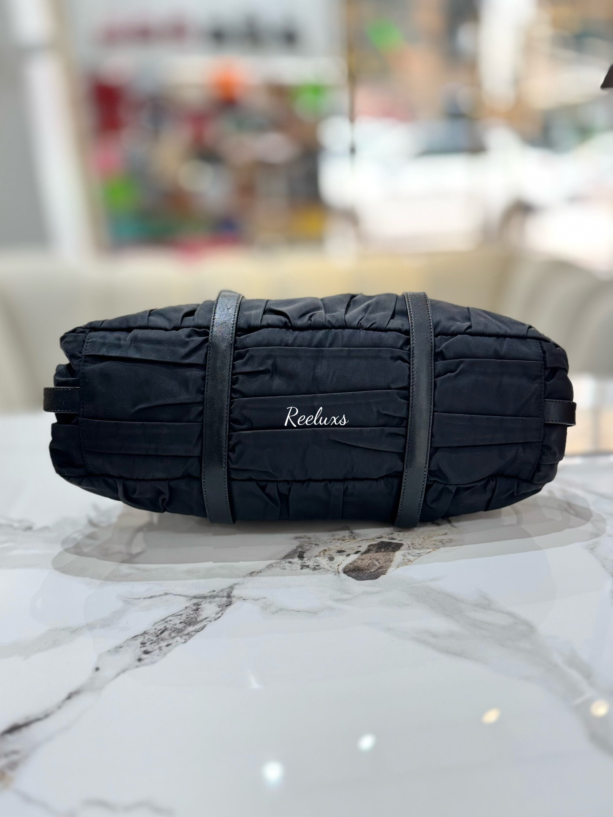 PRADA  Gathered Nylon Black Women's Shoulder Bag