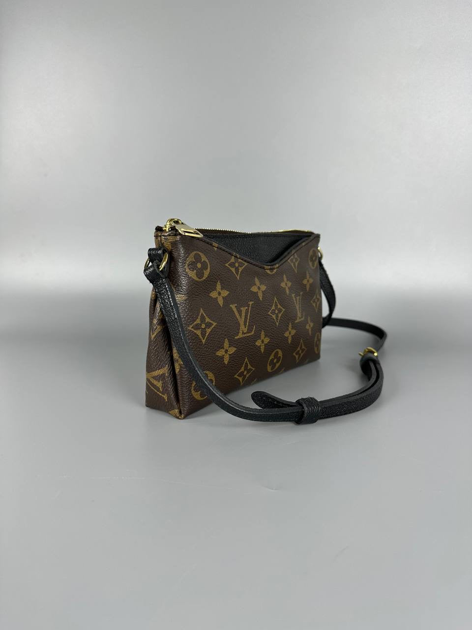 LOUIS VUITTON LV Monogram Pallas Pochette Crossbody Bag Black