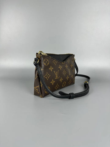 LOUIS VUITTON LV Monogram Pallas Pochette Crossbody Bag Black