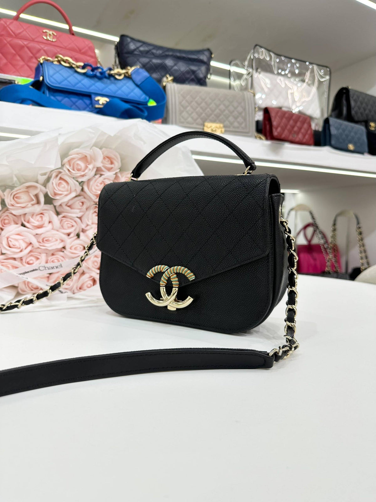 CHANEL Paris-Cuba Quilted Caviar Thread Around Flap Bag