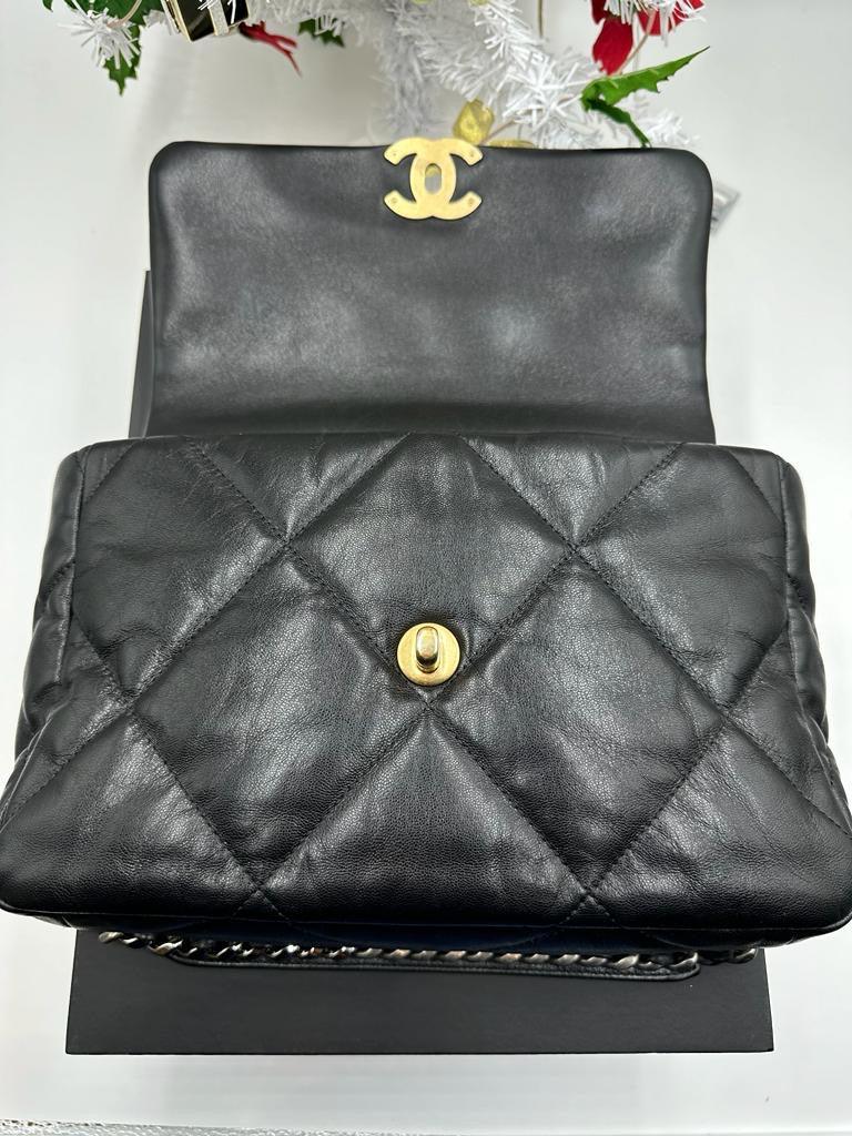 CHANEL Black Quilted Lambskin Chanel 19 Large Flap Bag - Reeluxs 