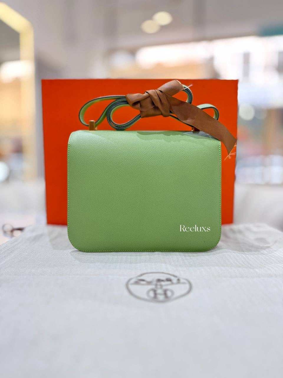 HERMES Constance 23 Vert Criquet Epsom