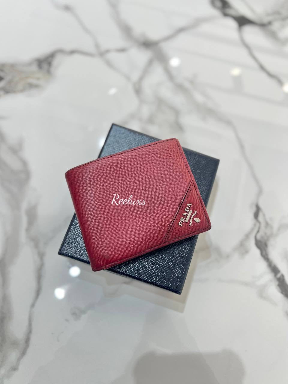 PRADA Saffiano Leather Money Clip Bifold Wallet