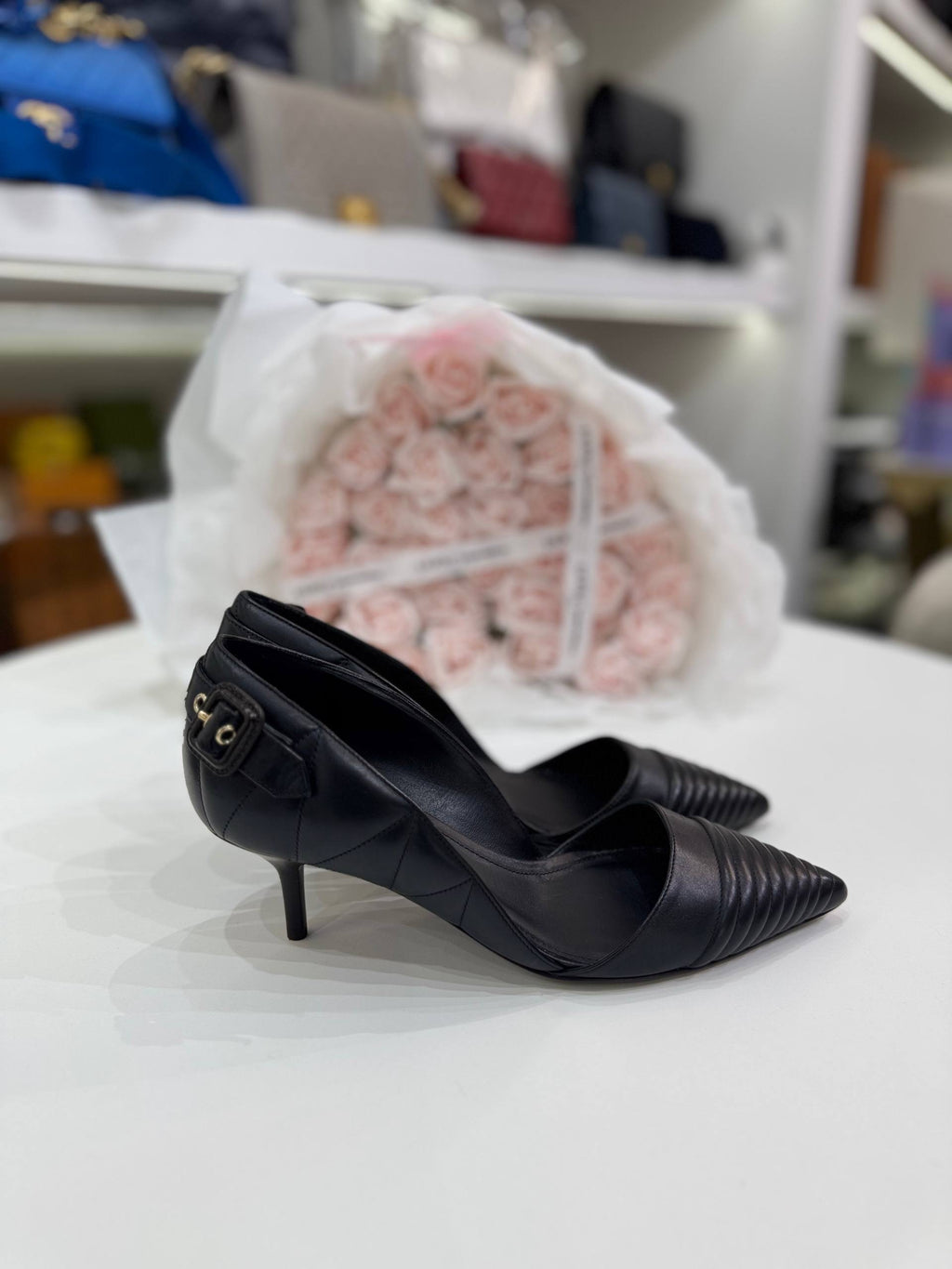 BURBERRY Amalia Quilted Leather Pointed Toe D'Orsay Pumps