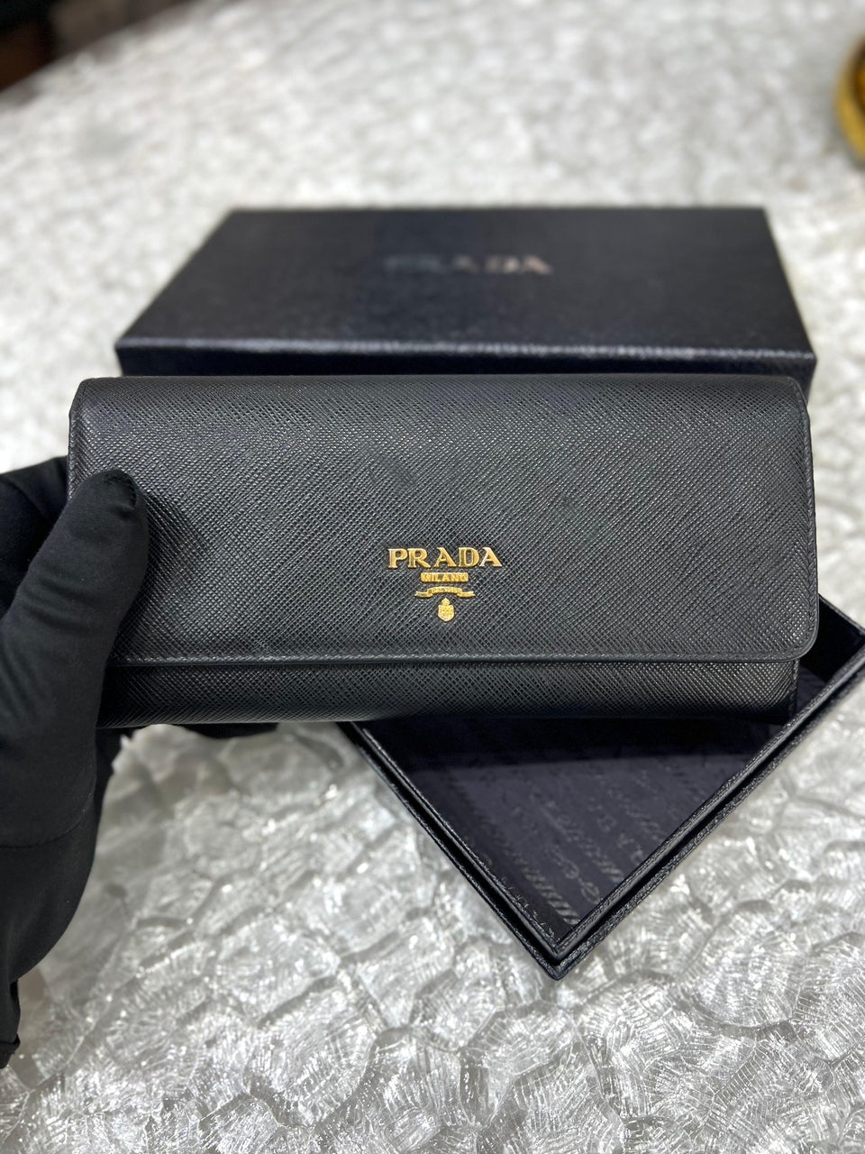 PRADA Saffiano Metal Nero Long Wallet - Reeluxs 