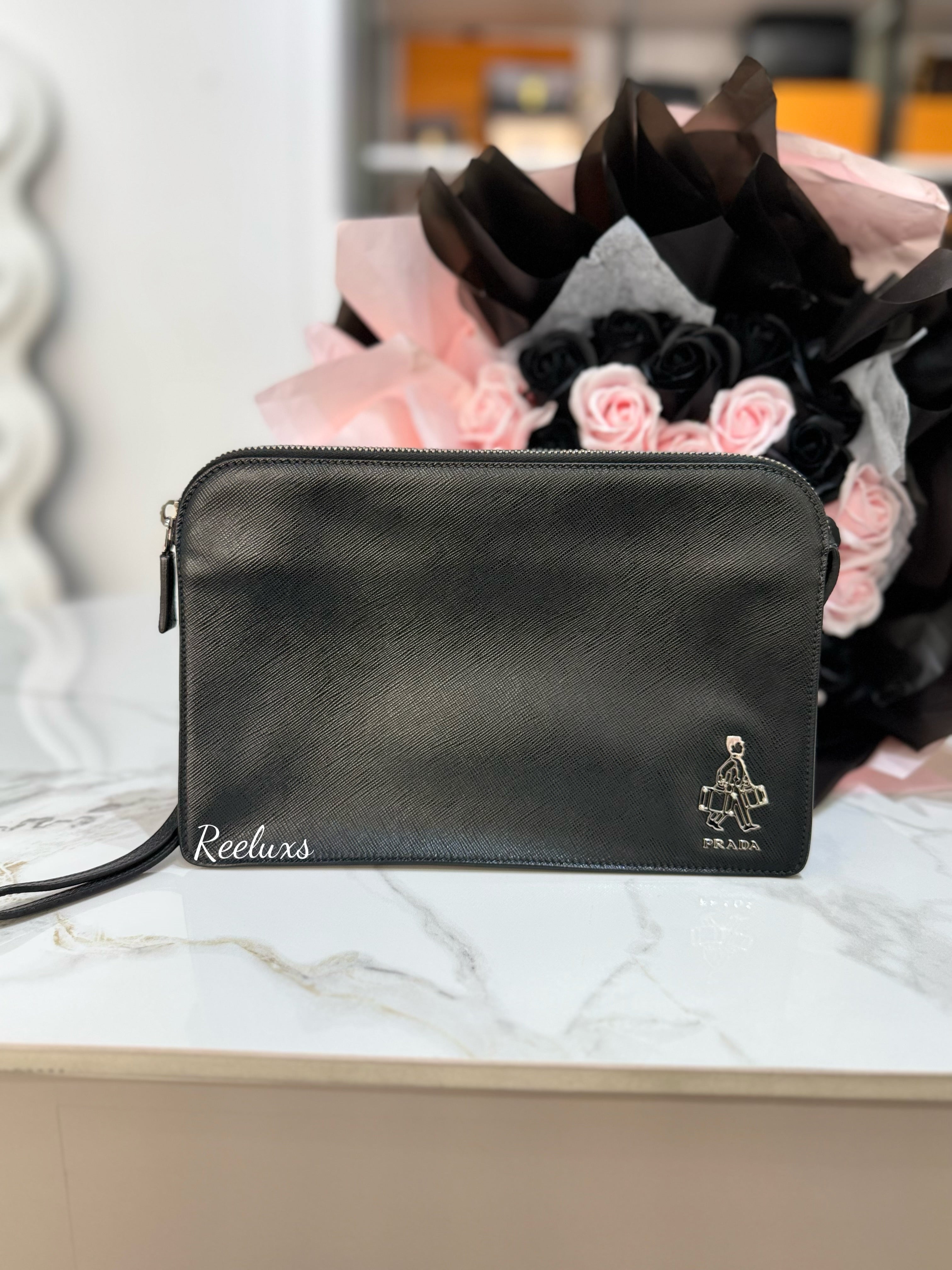 PRADA Poter Men's Leather Clutch Bag