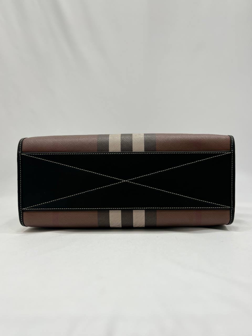 BURBERRY Check- Pattern Tote Bag Brown