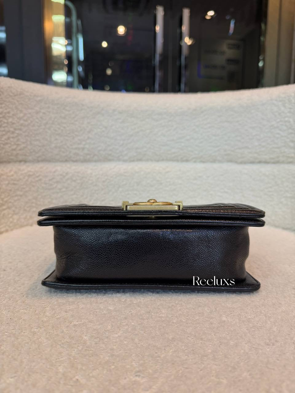 Chanel Small Boy Caviar Chevron Black