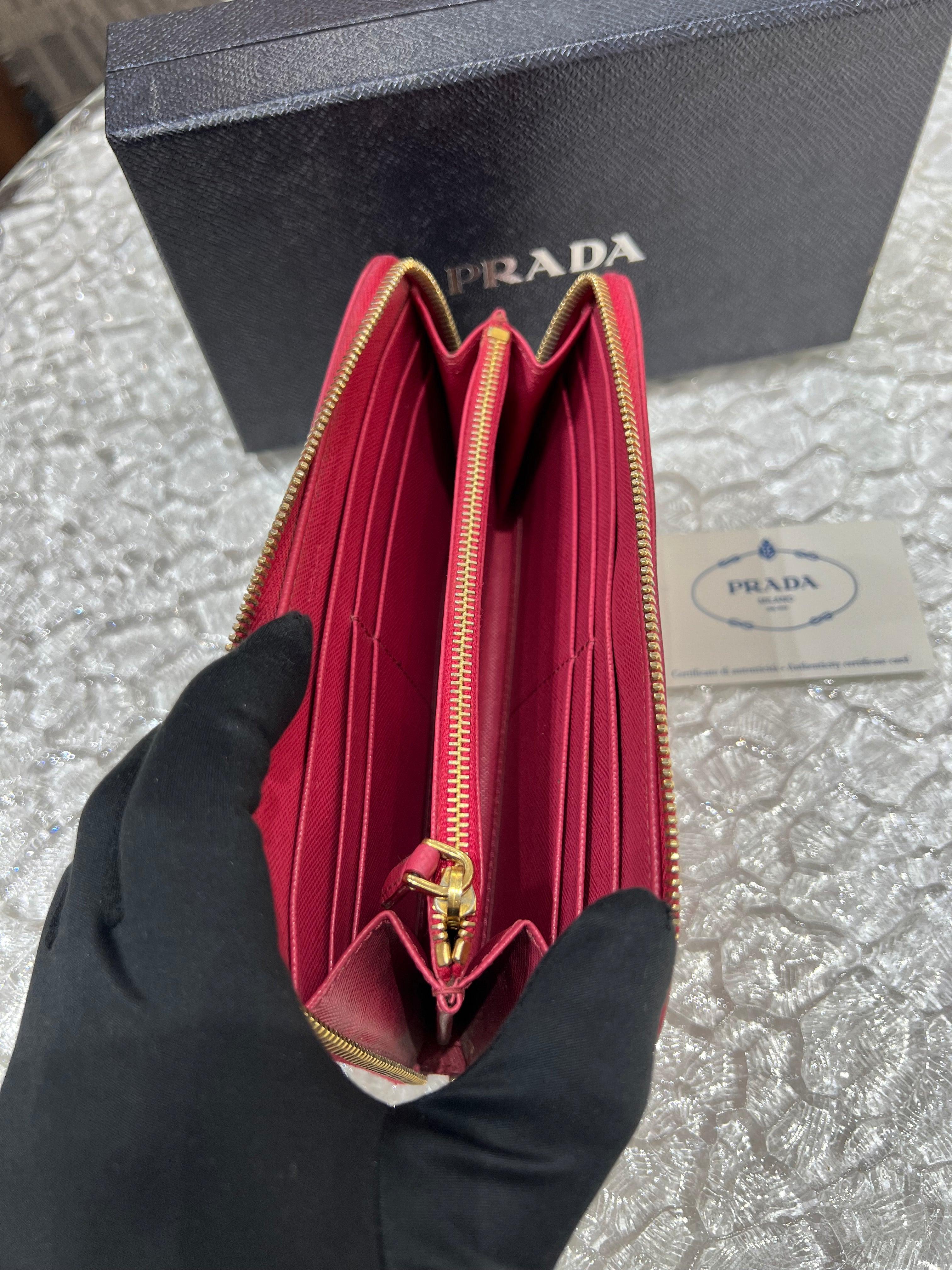 PRADA Pink Zip Leather Long Wallet - Reeluxs 