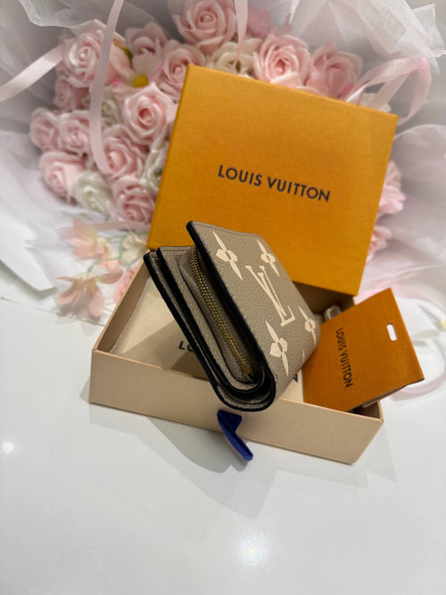 LOUIS VUITTON Victorine Wallet Monogram Empreinte Tourterelle Gray & Cream