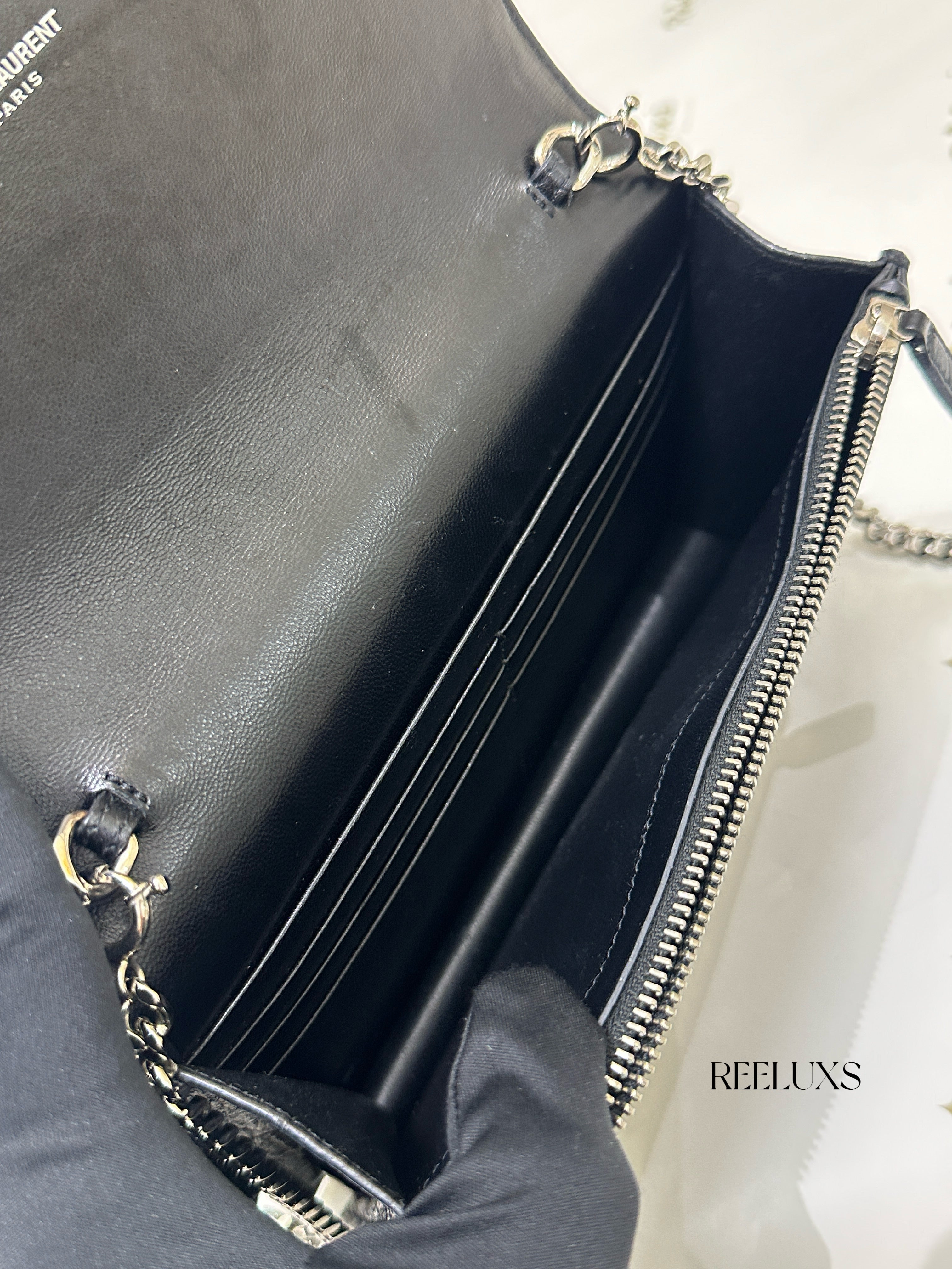 Saint Laurent YSL Kate Tassel Shoulder Bag (Croc-Embossed)