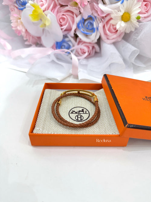 Hermès Glenan Double Tour Bracelet (Braided Leather)