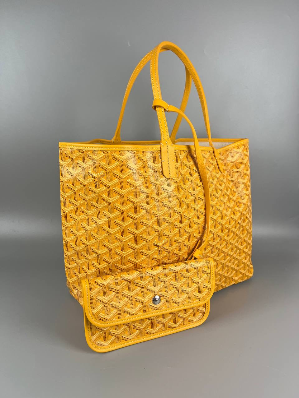 GOYARD Yellow Chevron St Louis PM Tote Bag with Pouch