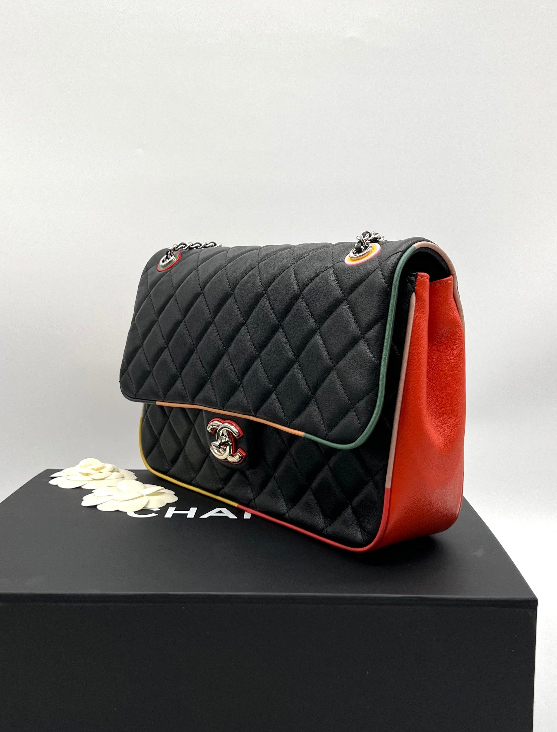 CHANEL Quilted Lambskin Jumbo Cuba Multi-Color Flap Bag - Reeluxs 