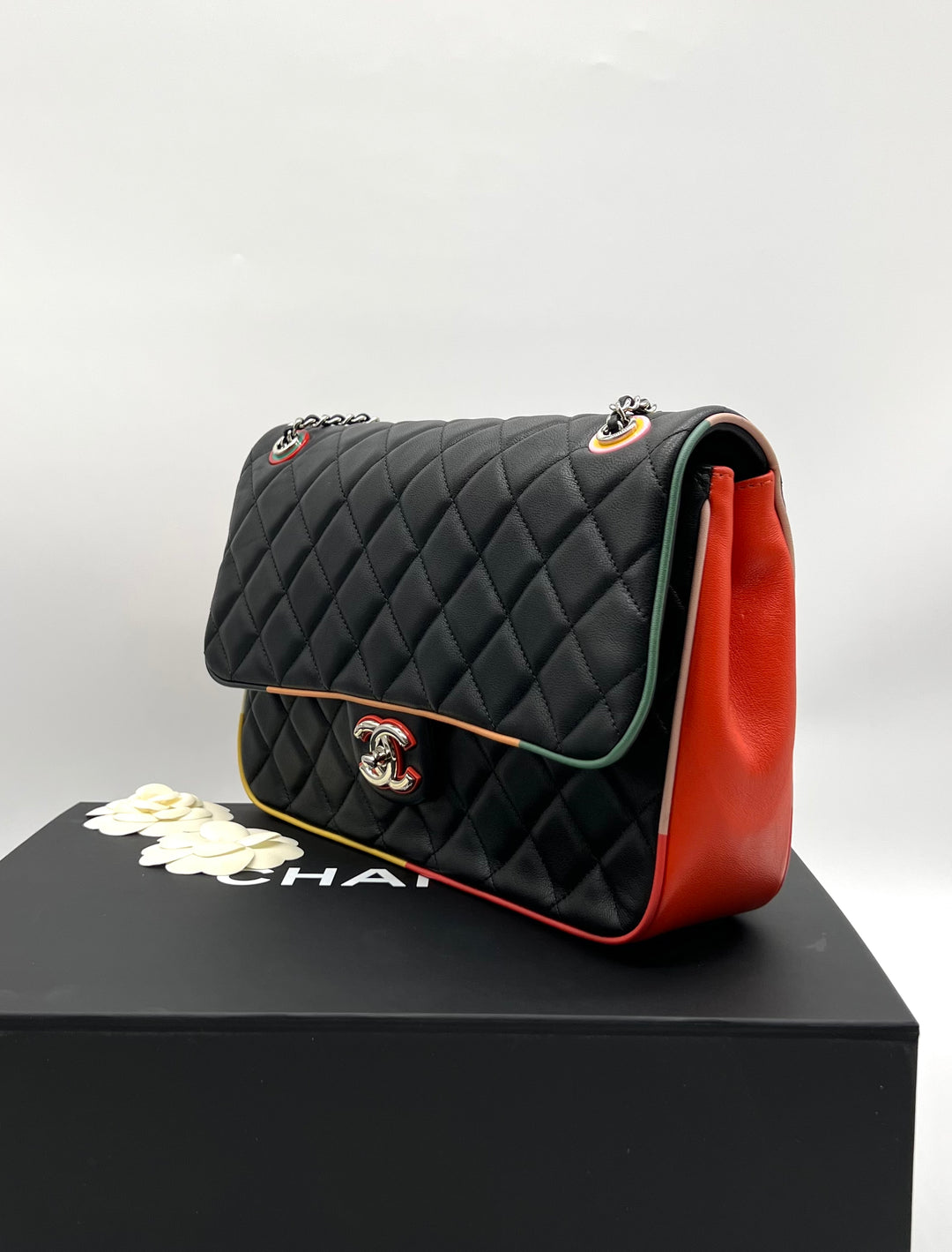 CHANEL Quilted Lambskin Jumbo Cuba Multi-Color Flap Bag