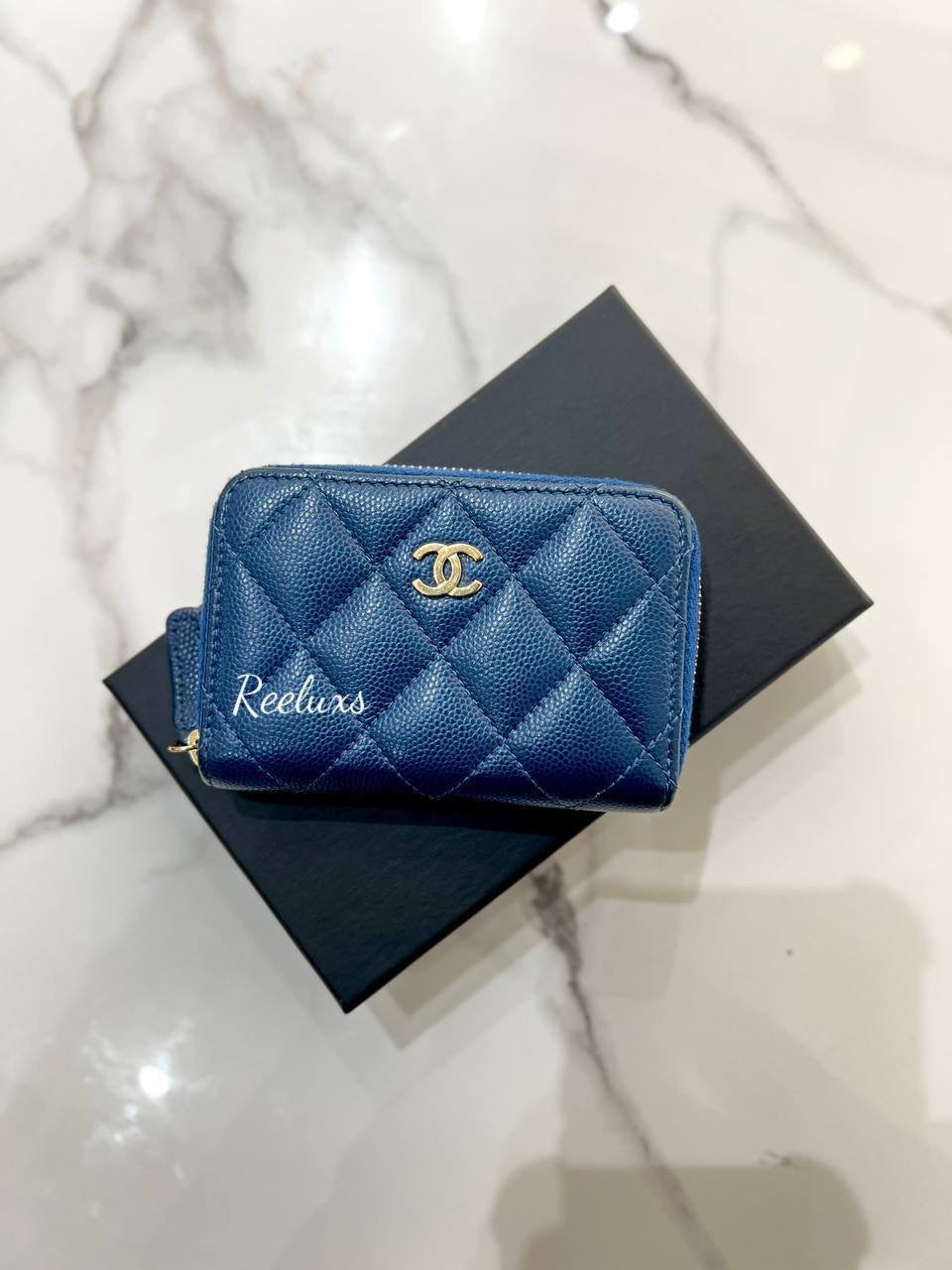 FULL SET CHANEL Caviar Quilted Classic Zipped Coin Purse/ Wallet