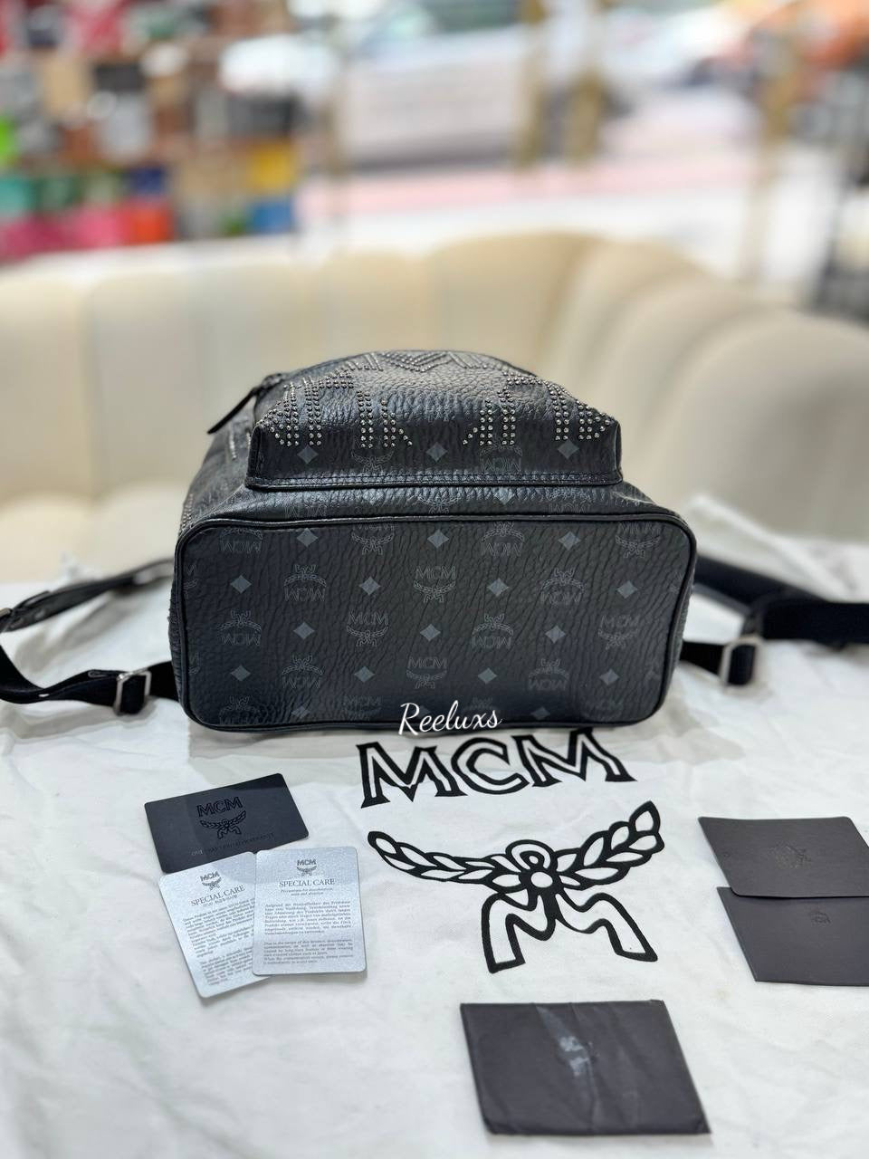 MCM Stark Studded Black Backpack Bag