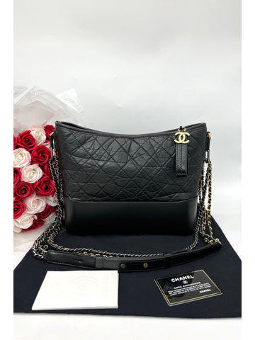 FAST DEAL CHANEL Calfskin Quilted Medium Gabrielle Hobo Black - Reeluxs 