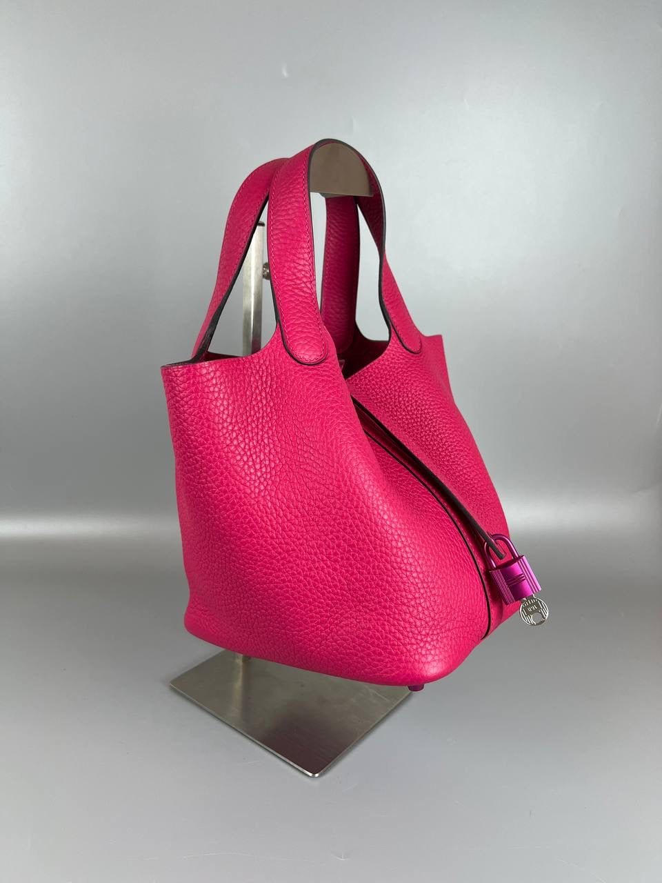 HERMES Picotin Lock 18 Rose Mexico Clemence PHW