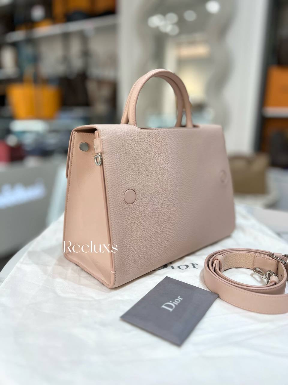CHRISTIAN DIOR Diorever Pale Pink Grained Leather Handbag