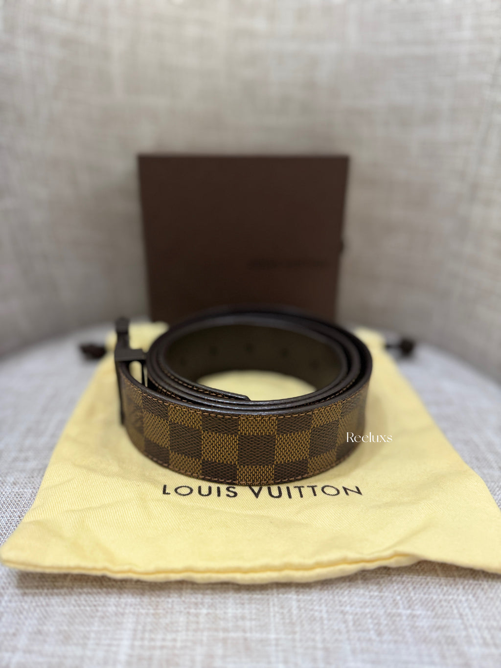 LOUIS VUITTON Damier Ebene Canvas Initiales 40 MM Belt