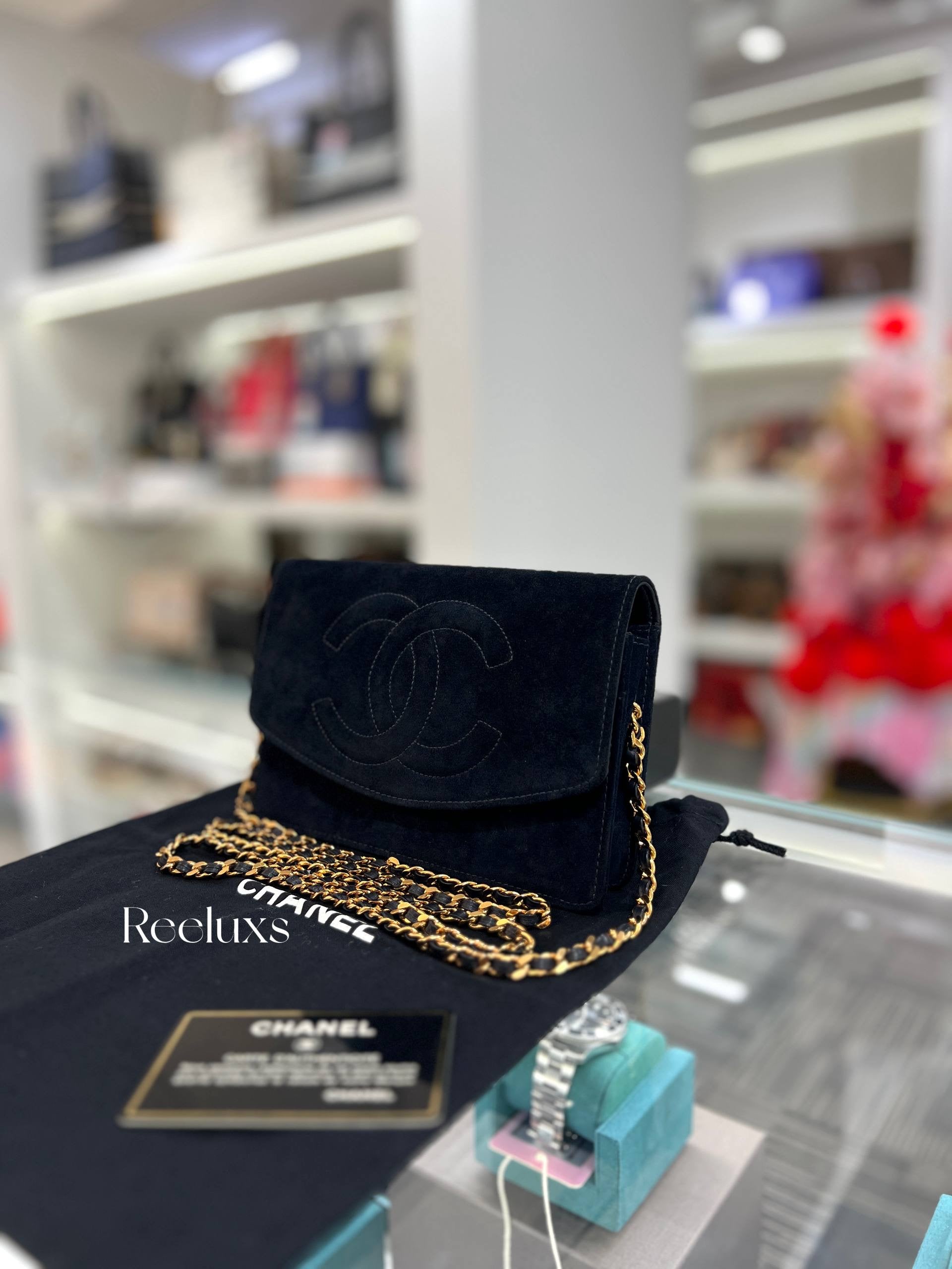 CHANEL Vintage Suede CC Flap Shoulder Bag