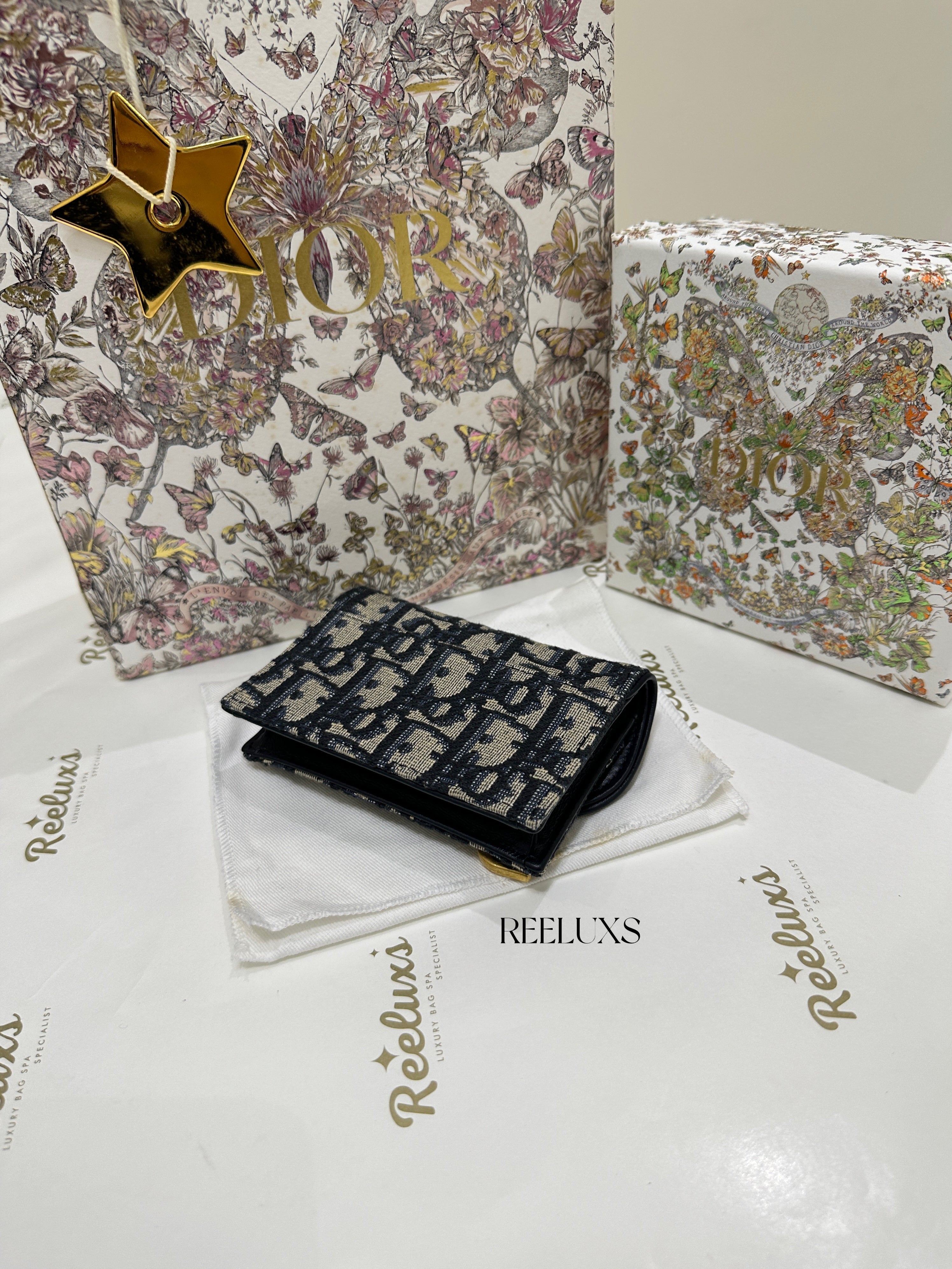 CHRISTIAN DIOR Saddle Bloom Card Holder