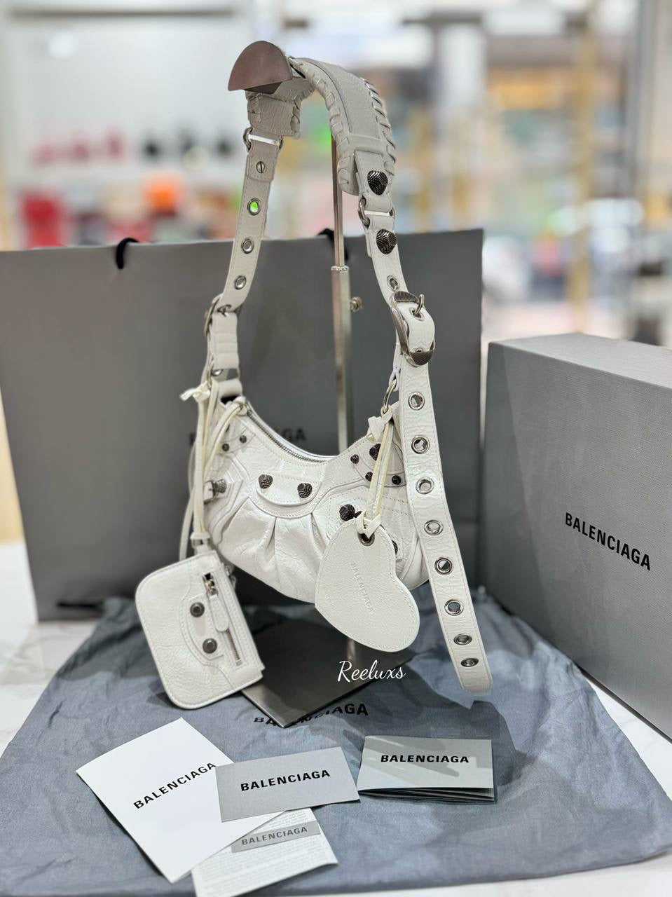 BALENCIAGA  Le Cagole White Women's Shoulder Bag
