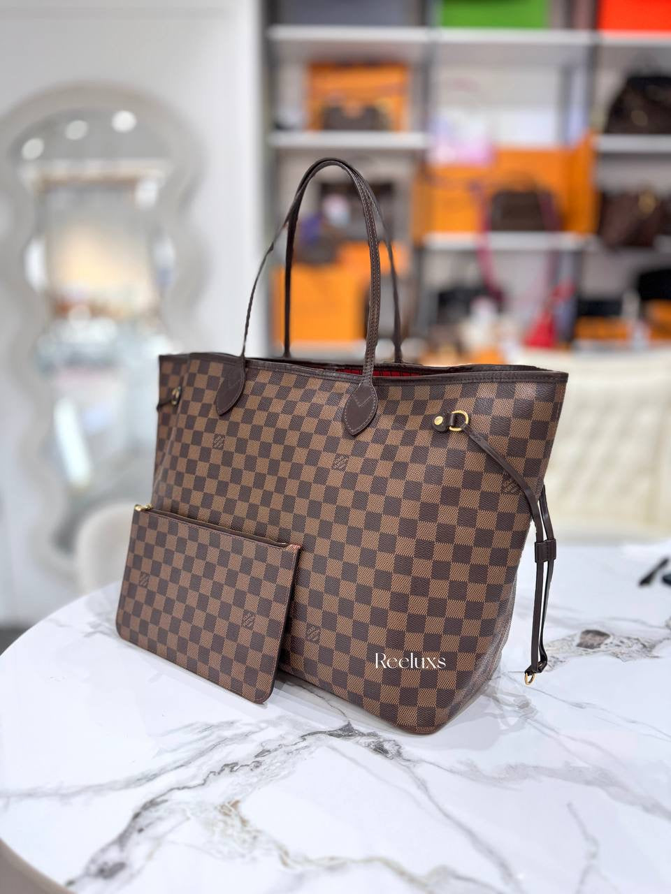 LOUIS VUITTON LV Neverfull GM Damier Ebene Canvas Tote Bag