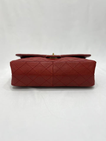 CHANEL Red Quilted Aged Leather Reissue 2.55 Classic Flap Bag GHW