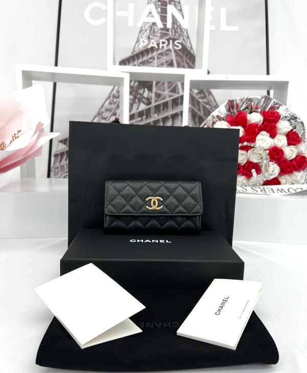 CHANEL As New Black Caviar Wallet For Lady- Full Set - Reeluxs 