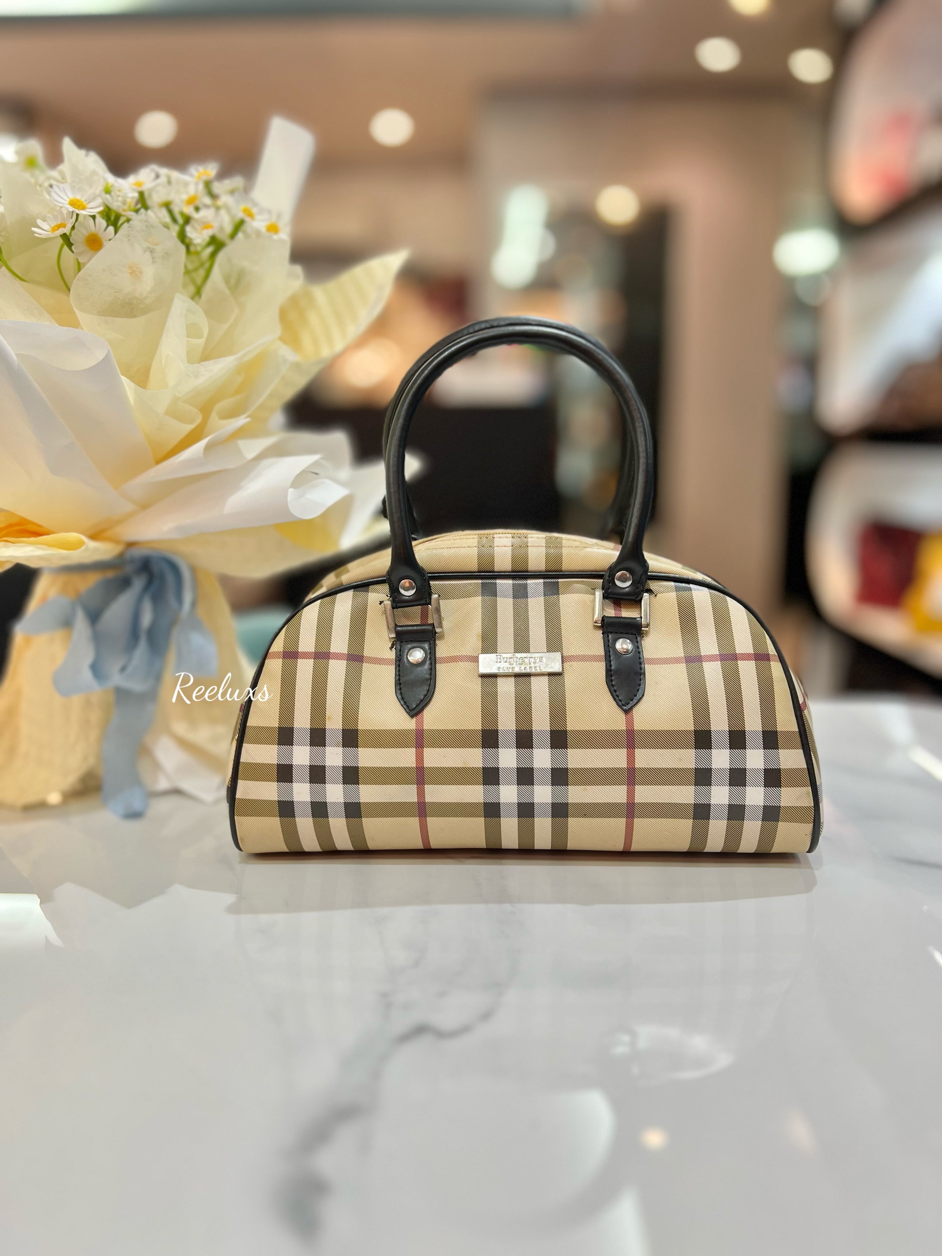 BURBERRY Nova Check Boston Bag Small Satchel