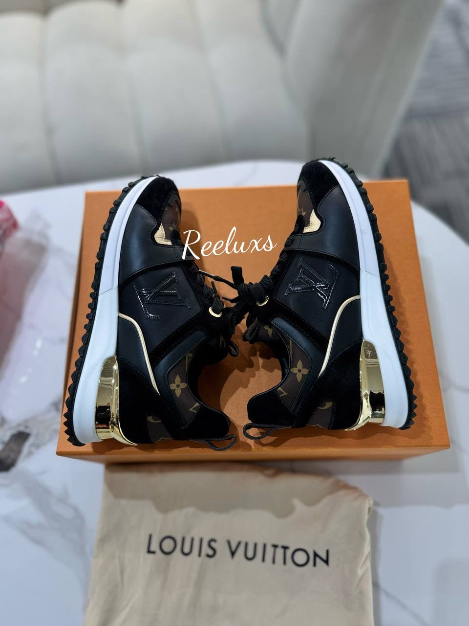 FULL SET LOUIS VUITTON LV Run Away Trainer Sneaker Ladies Shoes Size 37