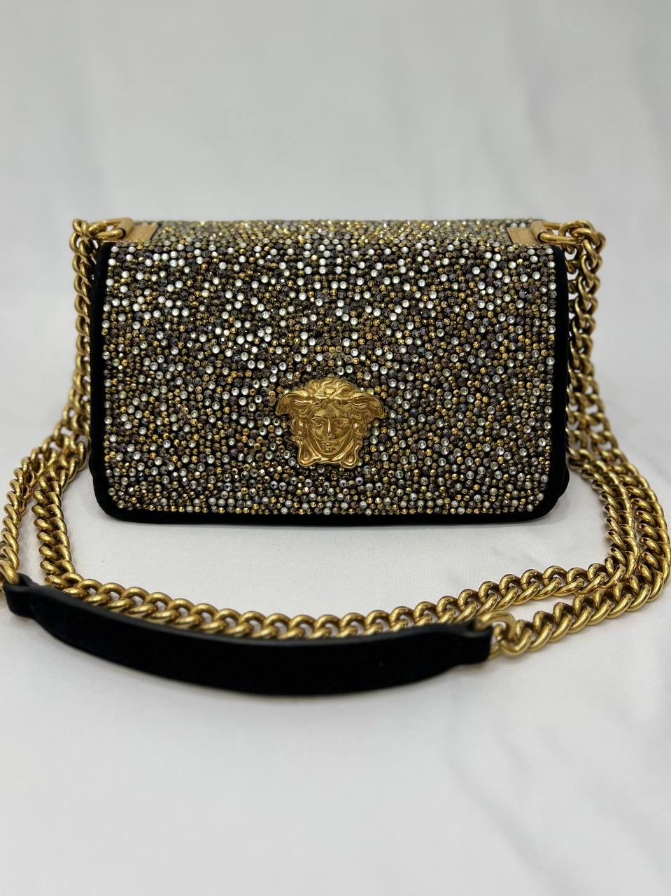 VERSACE Strass Embellished Palazzo Medusa Chain Bag