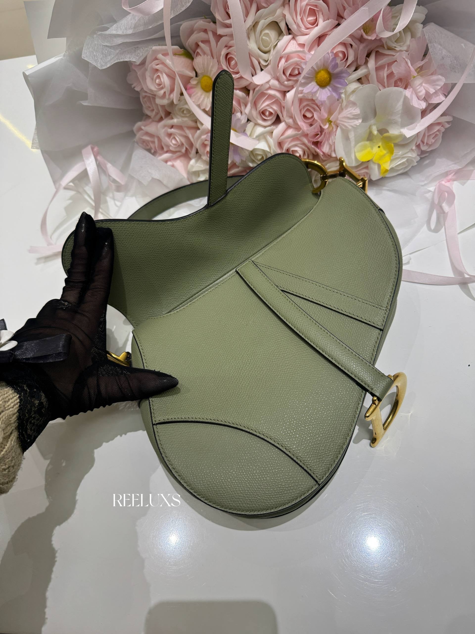 CHRISTIAN DIOR  Sage Green Grained Calfskin