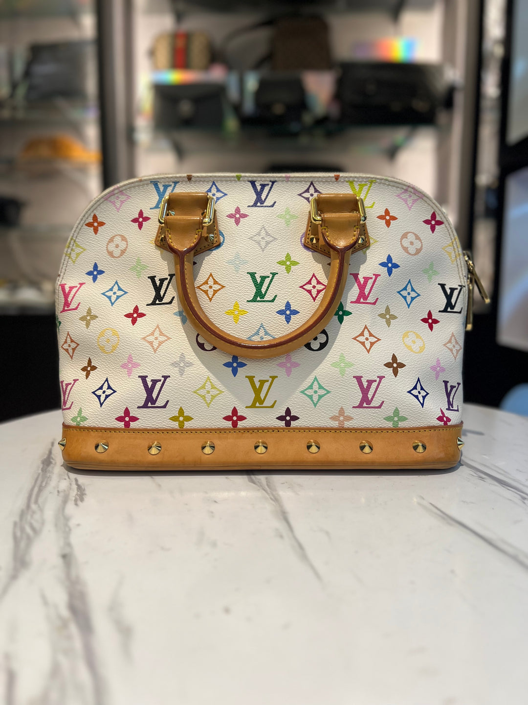 LOUIS VUITTON Monogram Multicolor Alma White Bag