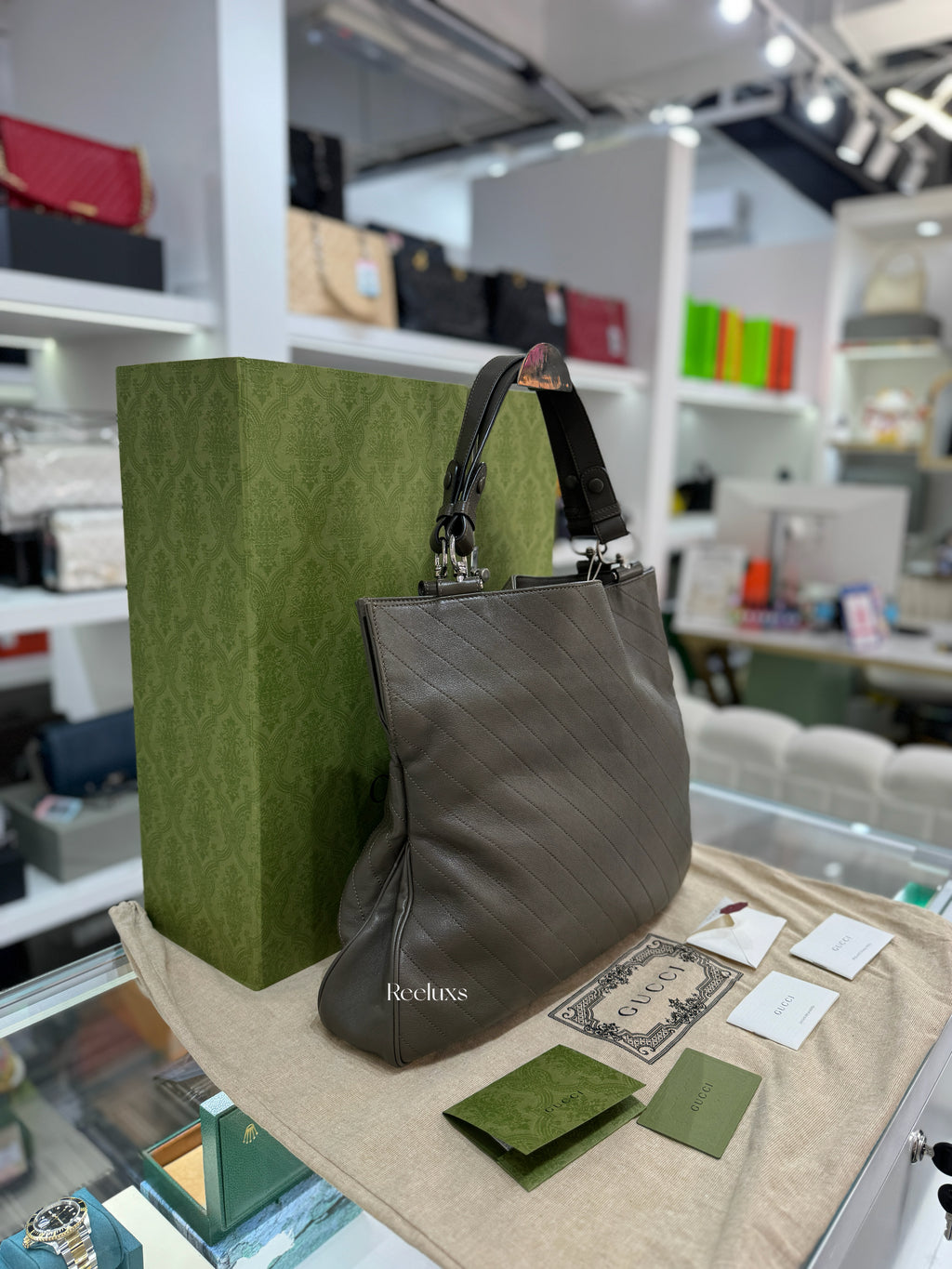 GUCCI Blondie Medium Tote  Bag Brown