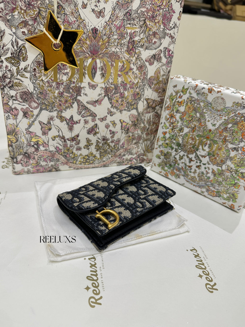 CHRISTIAN DIOR Saddle Bloom Card Holder