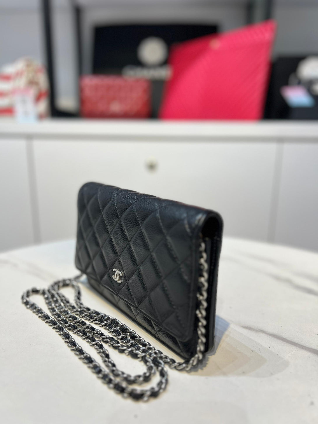 CHANEL Classic Wallet on Chain (WOC) in Black Caviar - Reeluxs 