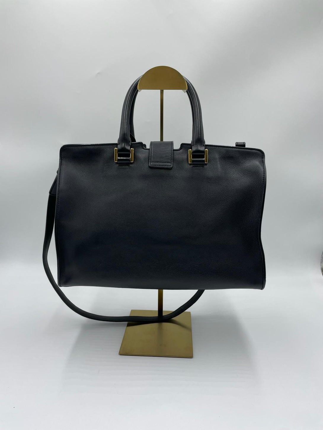 YVES SAINT LAURENT BLACK SMOOTH CALFSKIN SMALL CABAS CHYE MONOGRAM - Reeluxs 