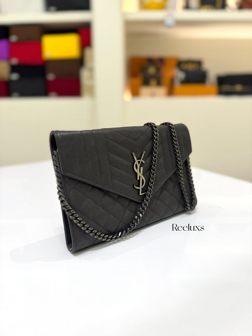 YVES SAINT LAURENT YSL Triquilt Envelope Leather (WOC) Slingbag