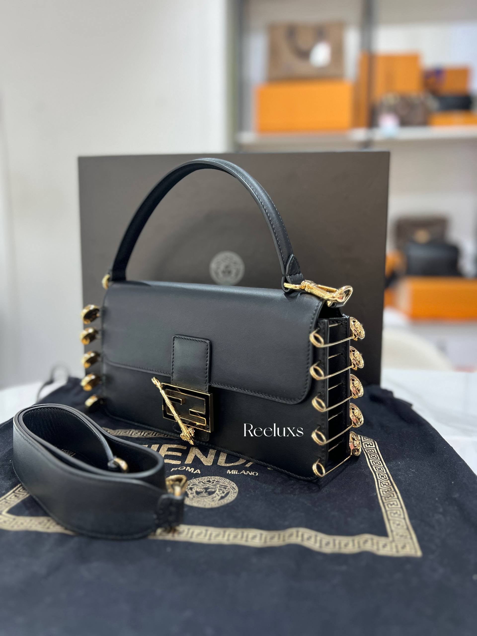 FENDI x VERSACE Viltello Seta Fendace Brooch Baguette