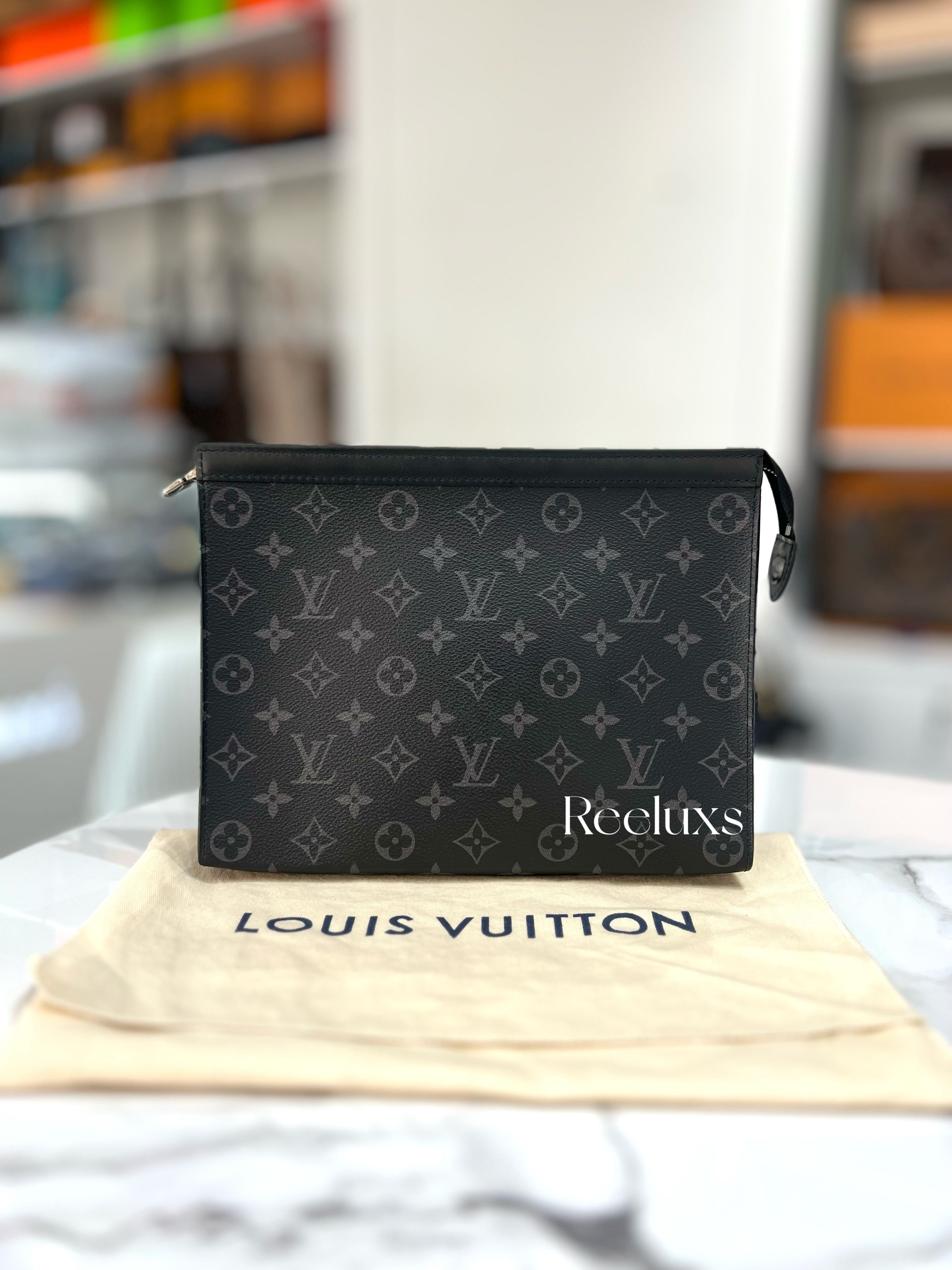 LOUIS VUITTON Pochette Voyage MM in Monogram Eclipse Canvas