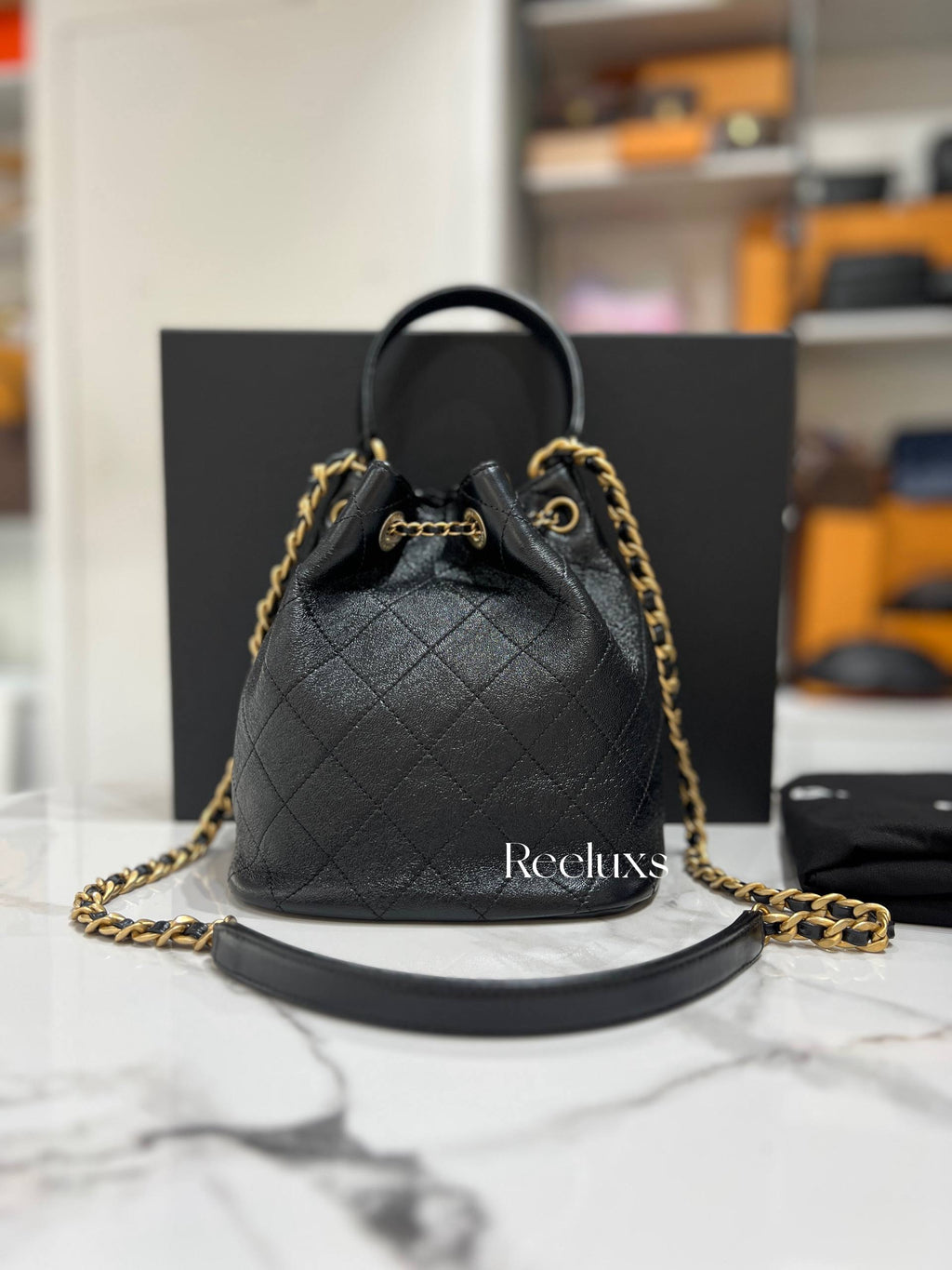 CHANEL Drawstring Bucket Bag